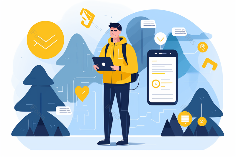 商务扁平人物拿手机矢量插画,插画/手绘图,插画/手绘图库,插画/手绘图下载,插画/手绘